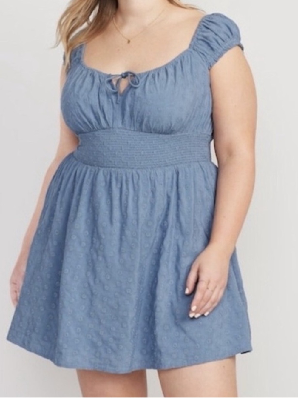 New Blue Smocked Waist Mini Dress size 2x